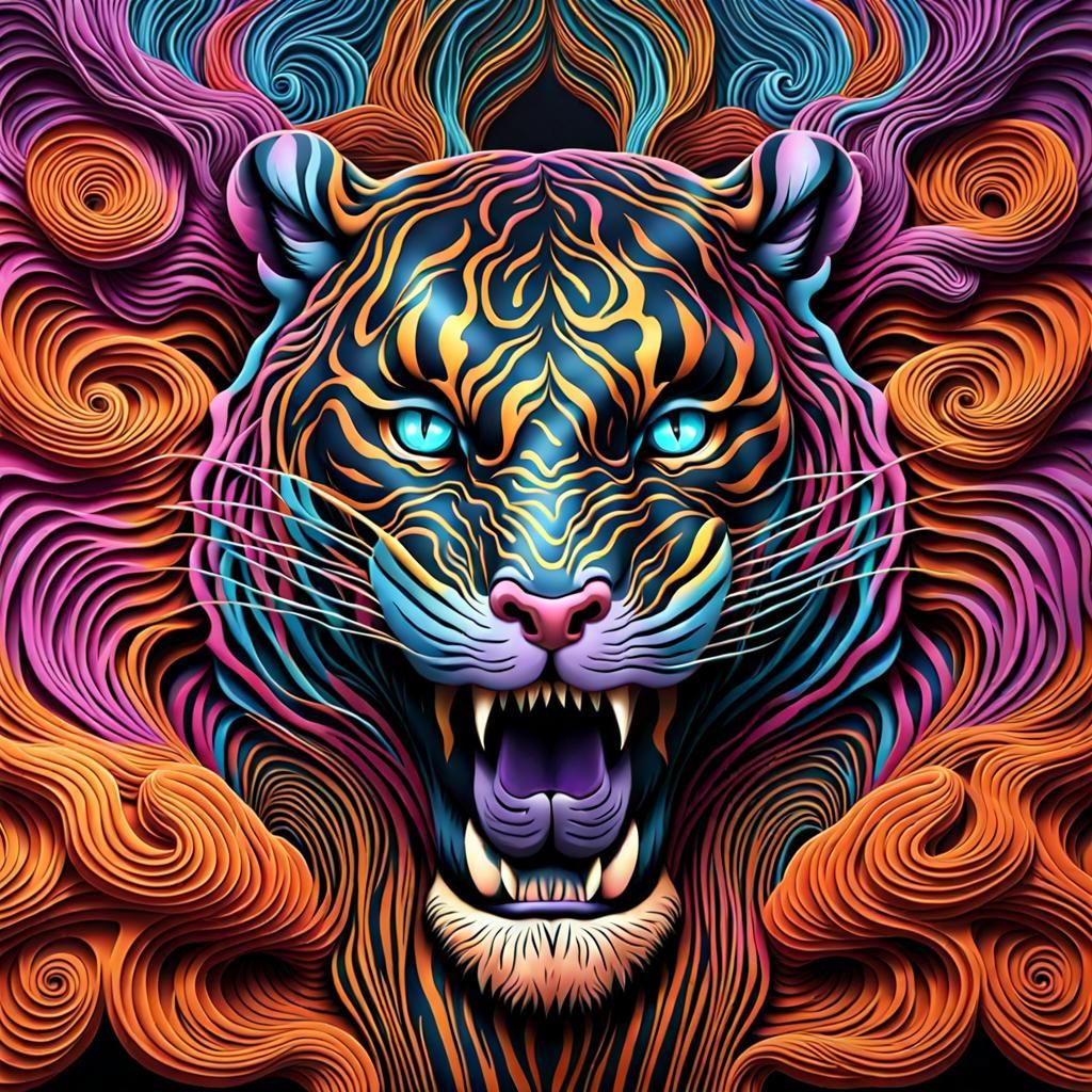 Optical Illusion Tiger - AI Generated Artwork - NightCafe Creator