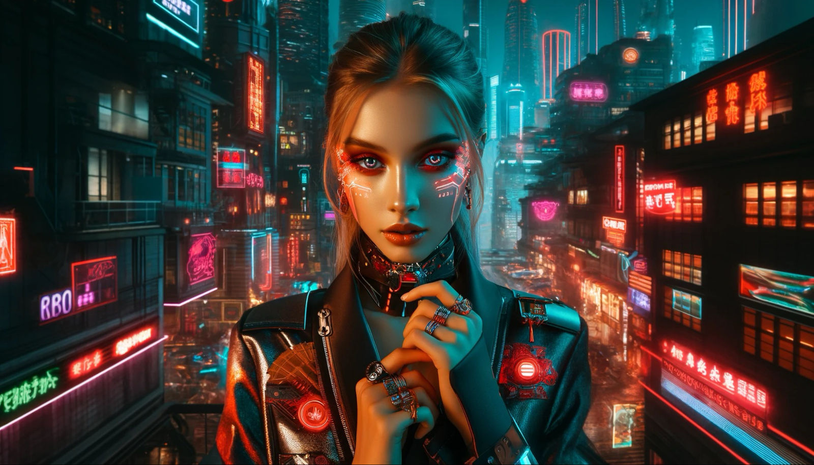 Neon Dreamscapes: The Cybernetic Enchantress