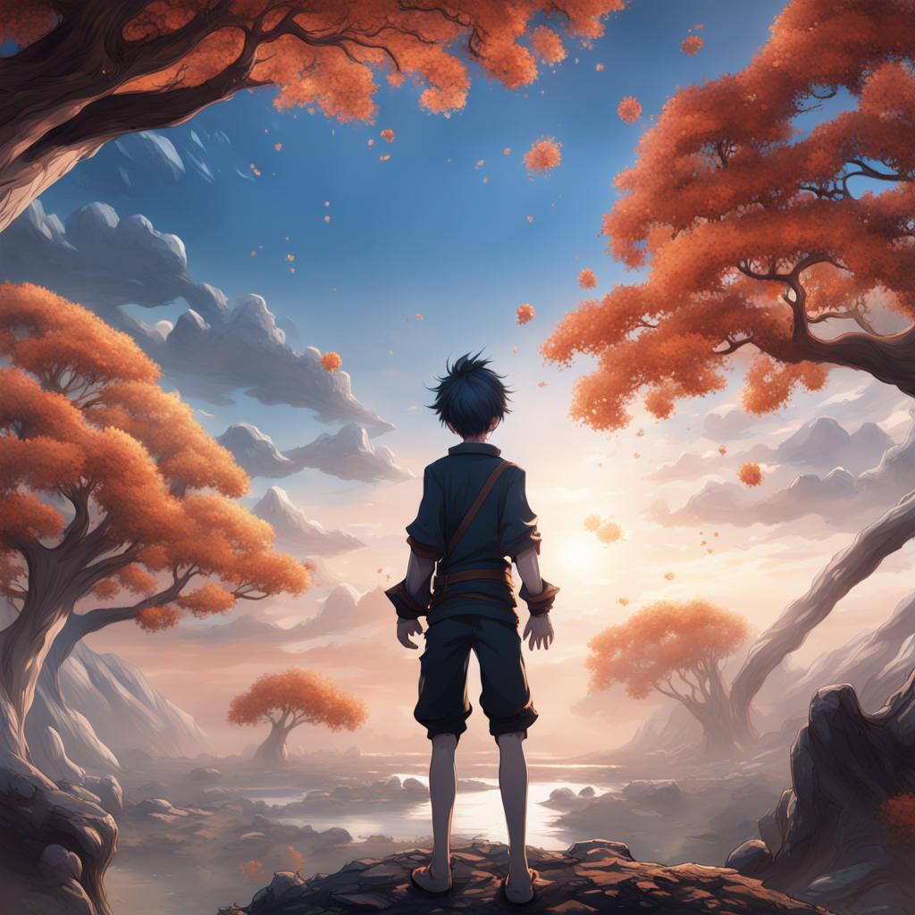 Anime boy grasping air