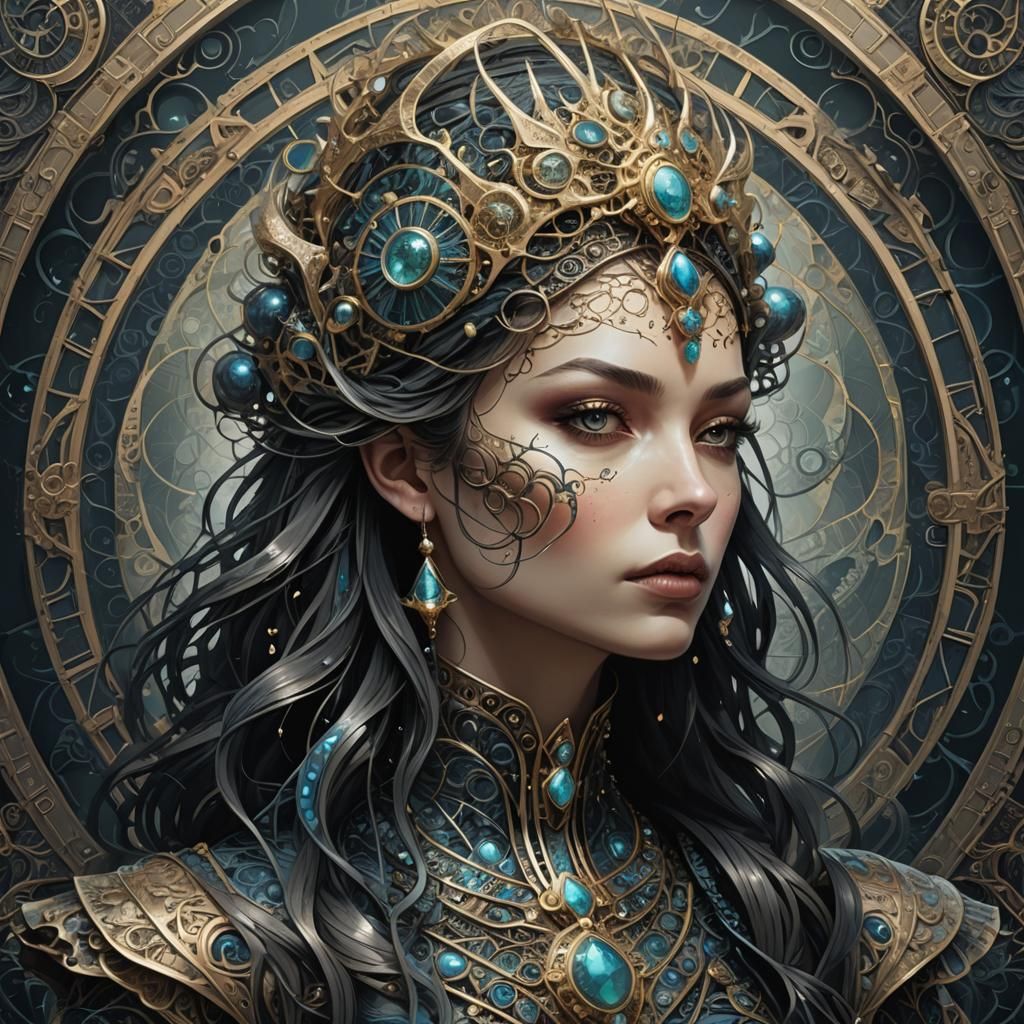 Atlantis Queen: Dark Fantasy Cyber Gothic Portrait