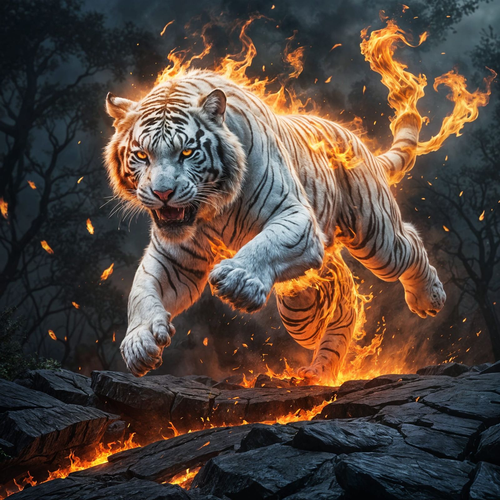 Through flames