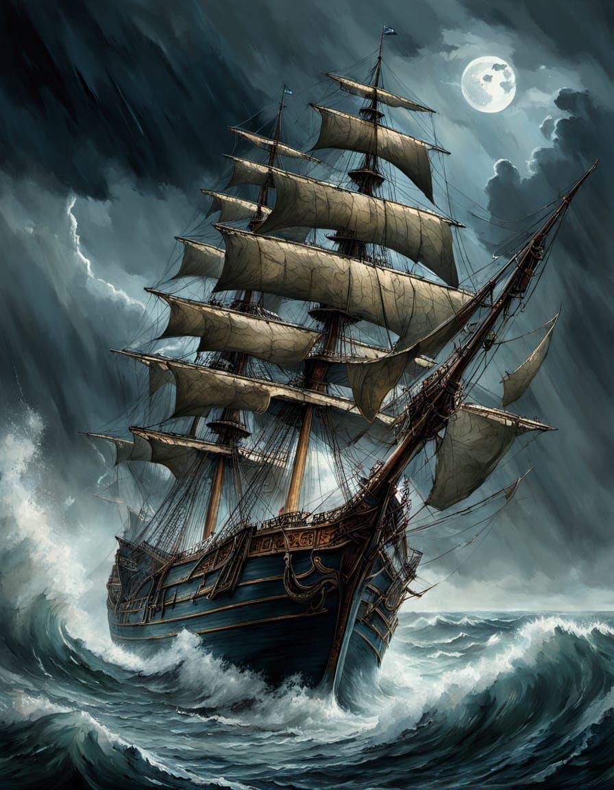 Ship on stormy waves 7
