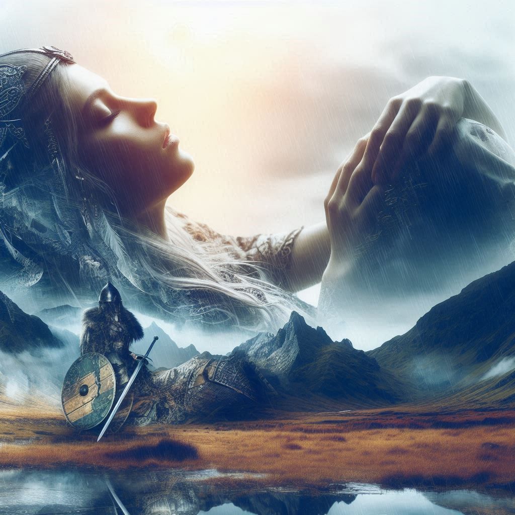 double exposure beautiful fantasy DALL-E 3 portrait landscap...