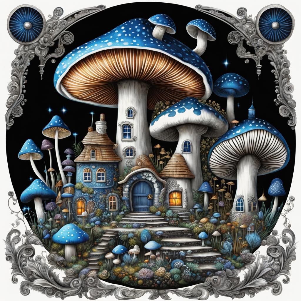 intricately detailed high-resolution, ultra-detailed Mushroo...