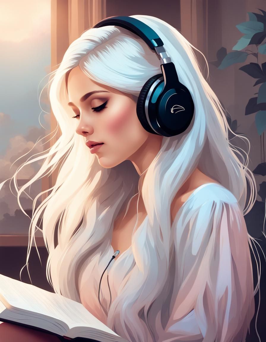 Beautiful girl listening to music - AI Generated Artwork - NightCafe ...