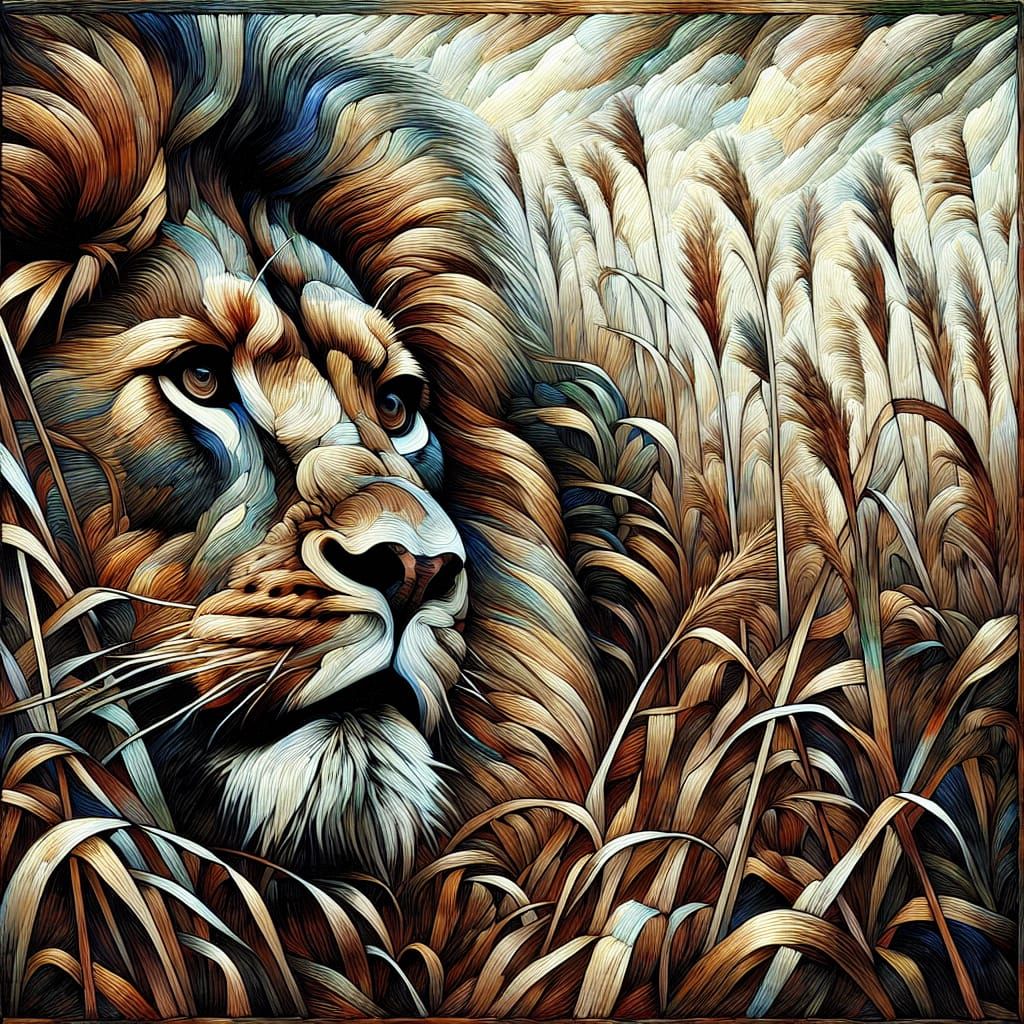 lion in grass