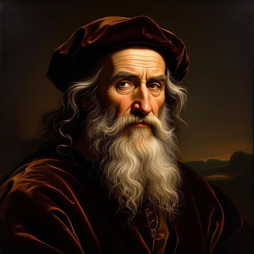 Renaissance Portrait of Wise Elder in Da Vinci Style