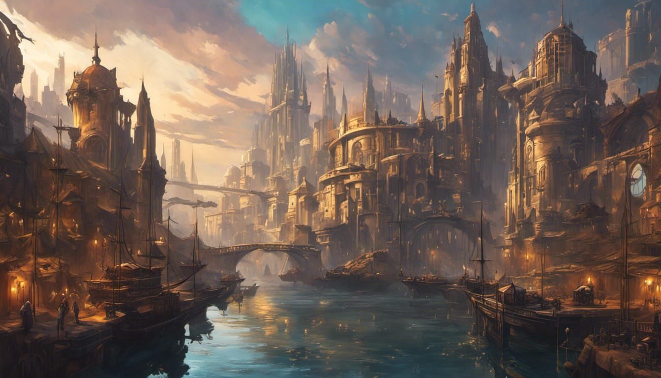 SDXL 1.0: Medieval Cyberpunk City Landscape