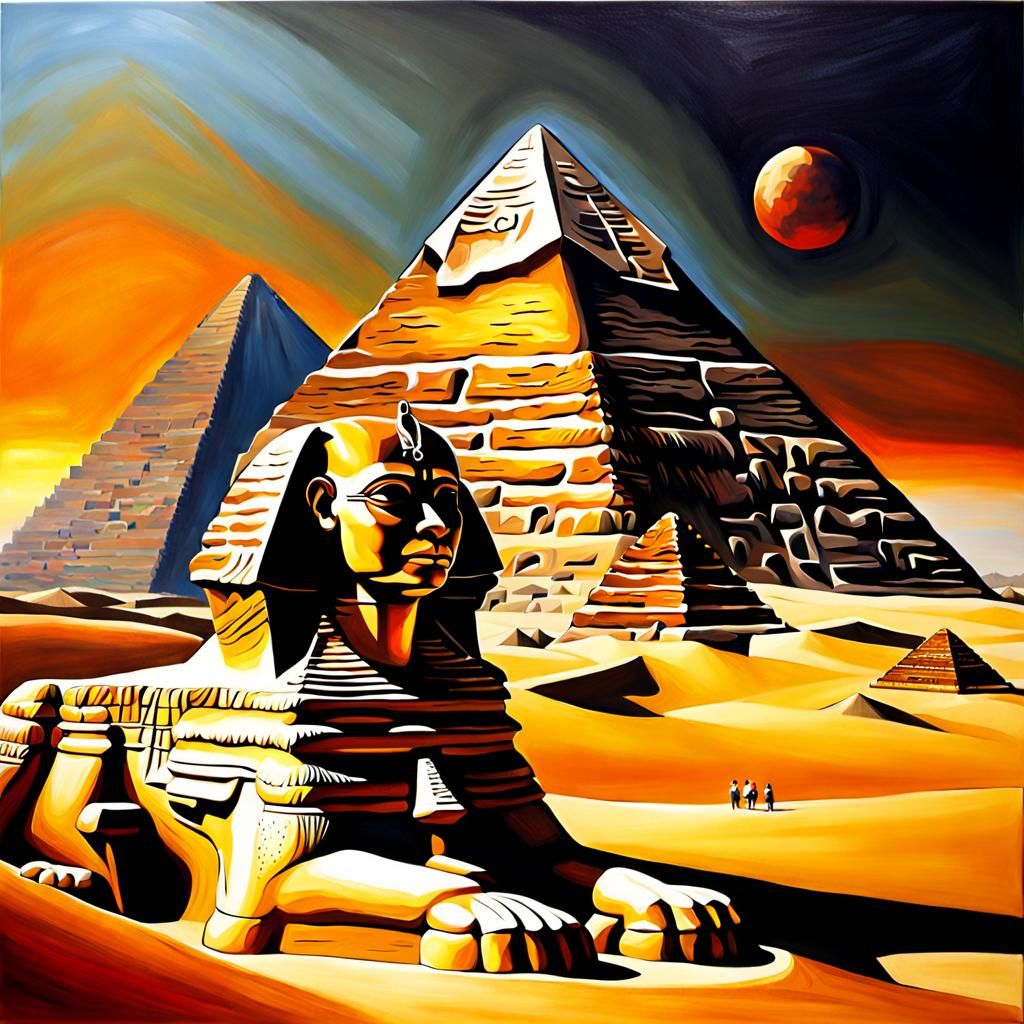 Egyptian pyramids and sphinx