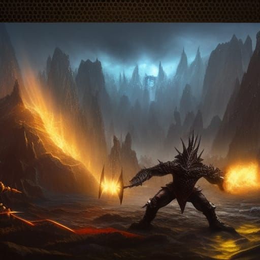 Tulkas vs Morgoth - AI Generated Artwork - NightCafe Creator