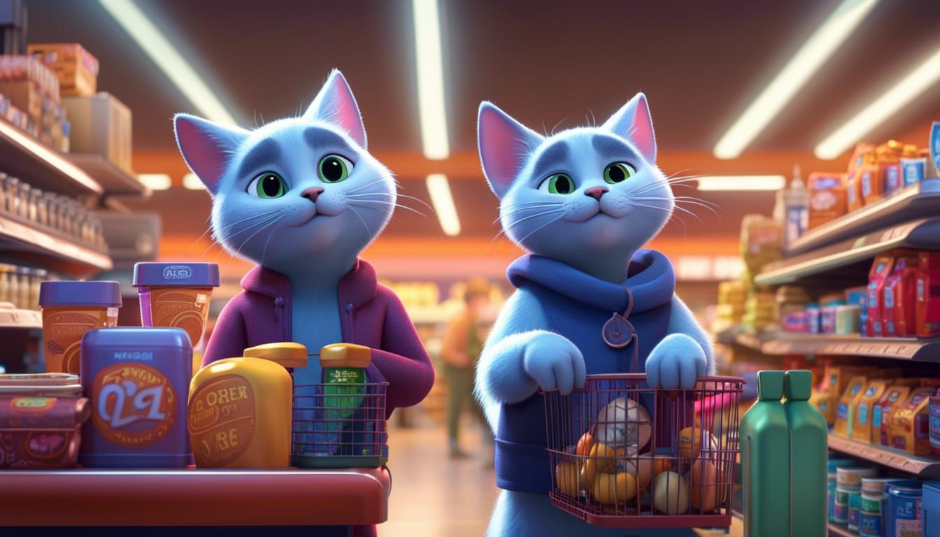 The cat-seller at the checkout in the supermarket serves a p...