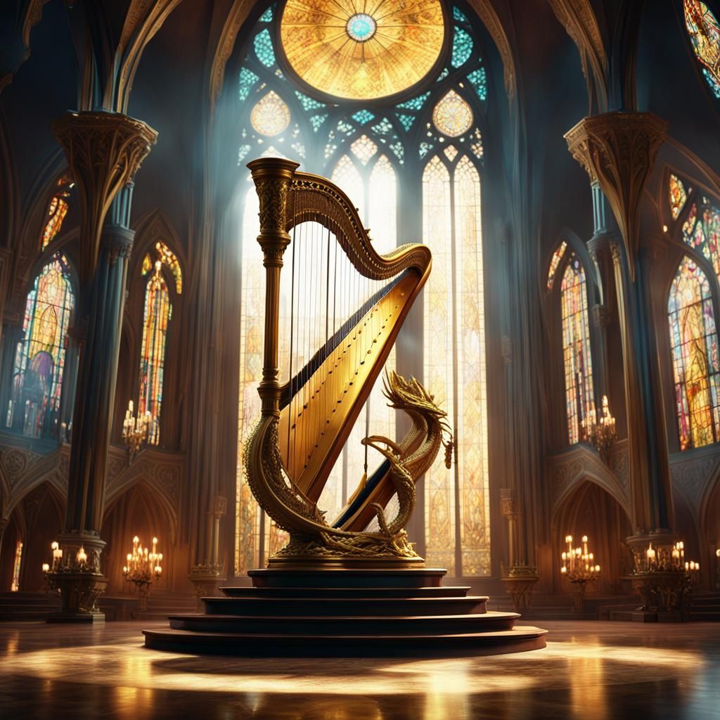 An artfully crafted Dragon Harp