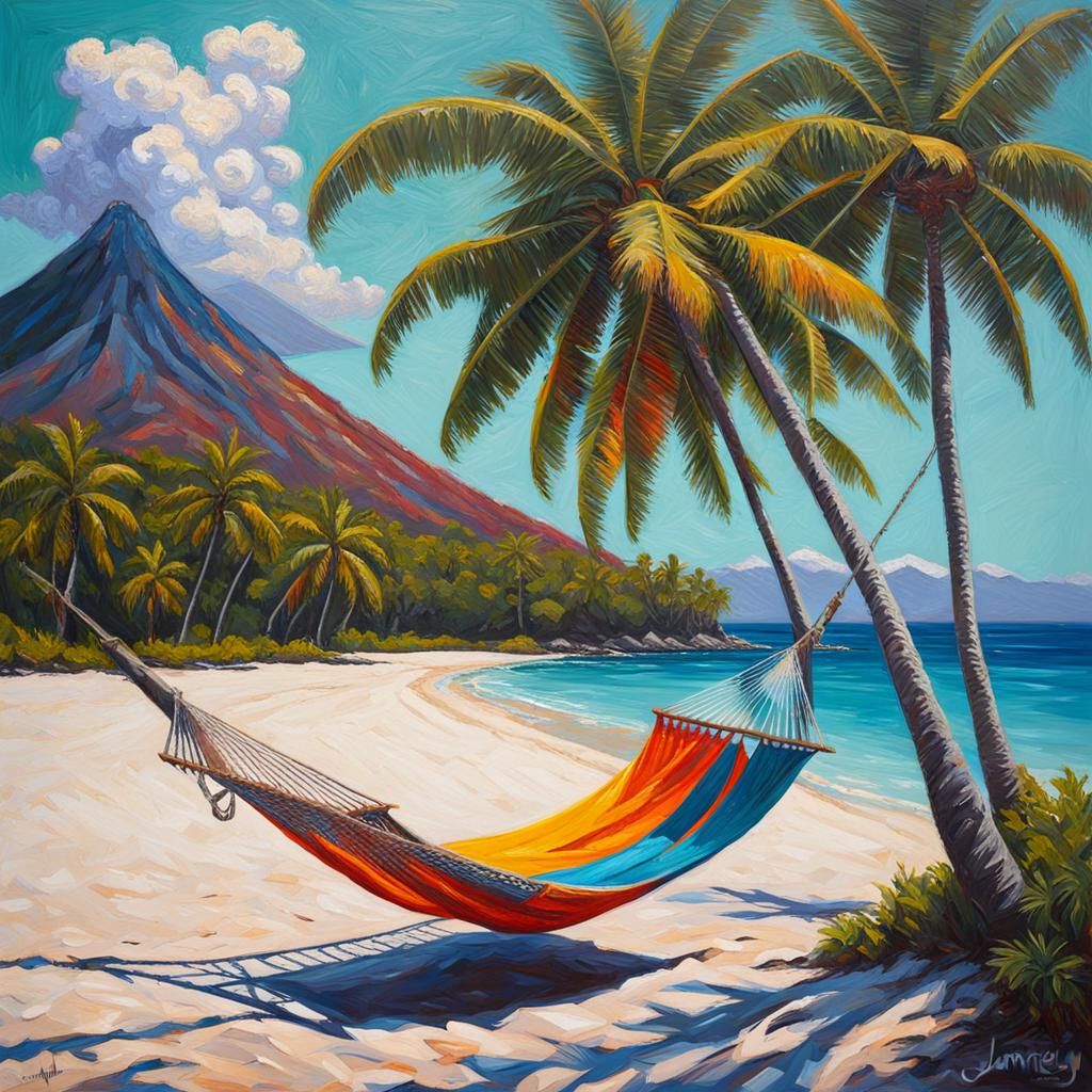 hammock on a beach AI Generated Artwork NightCafe Creator