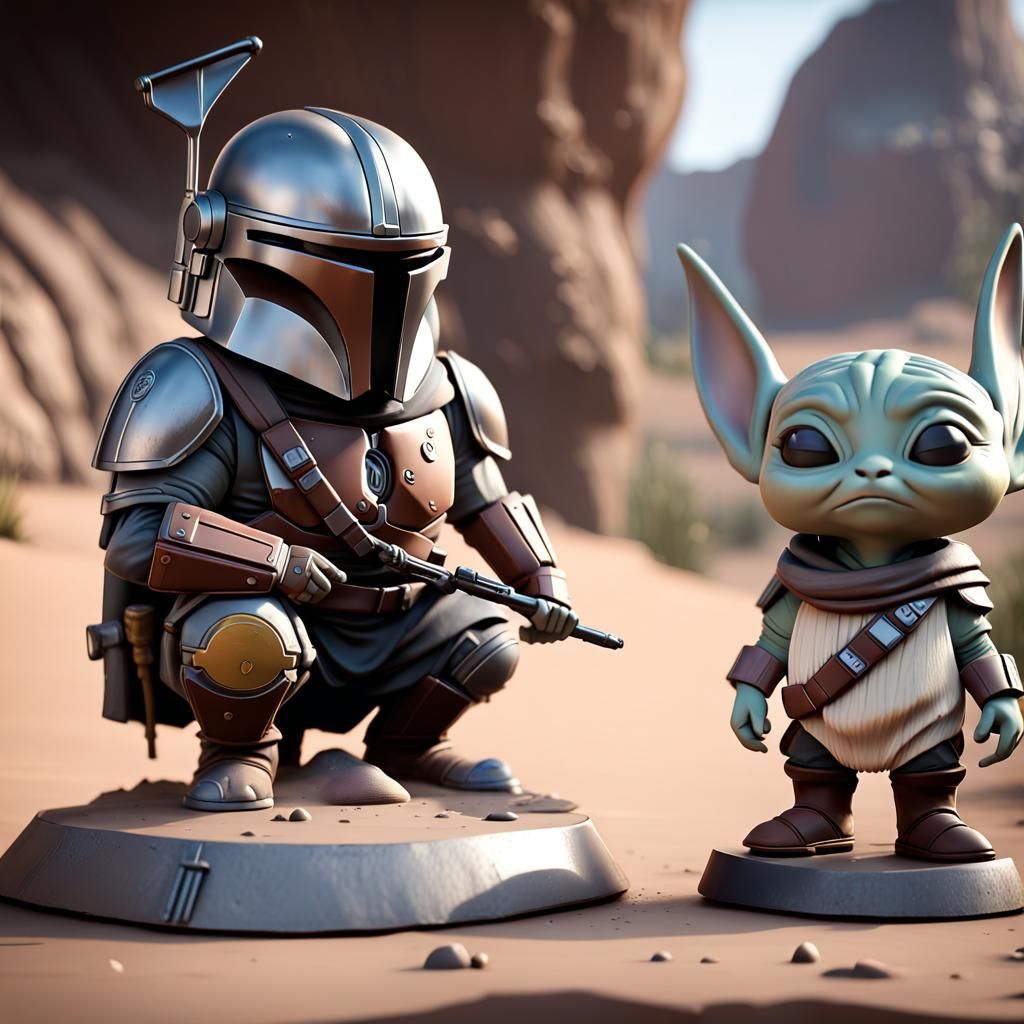 Mando and Grogu as bobbleheads AI Generated Artwork NightCafe Creator