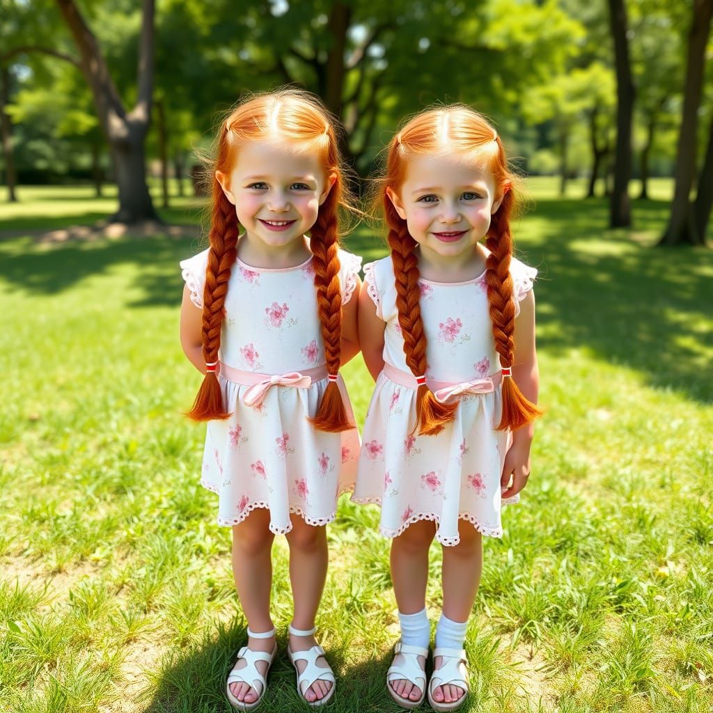 Joyful Twins in Sunny Park
