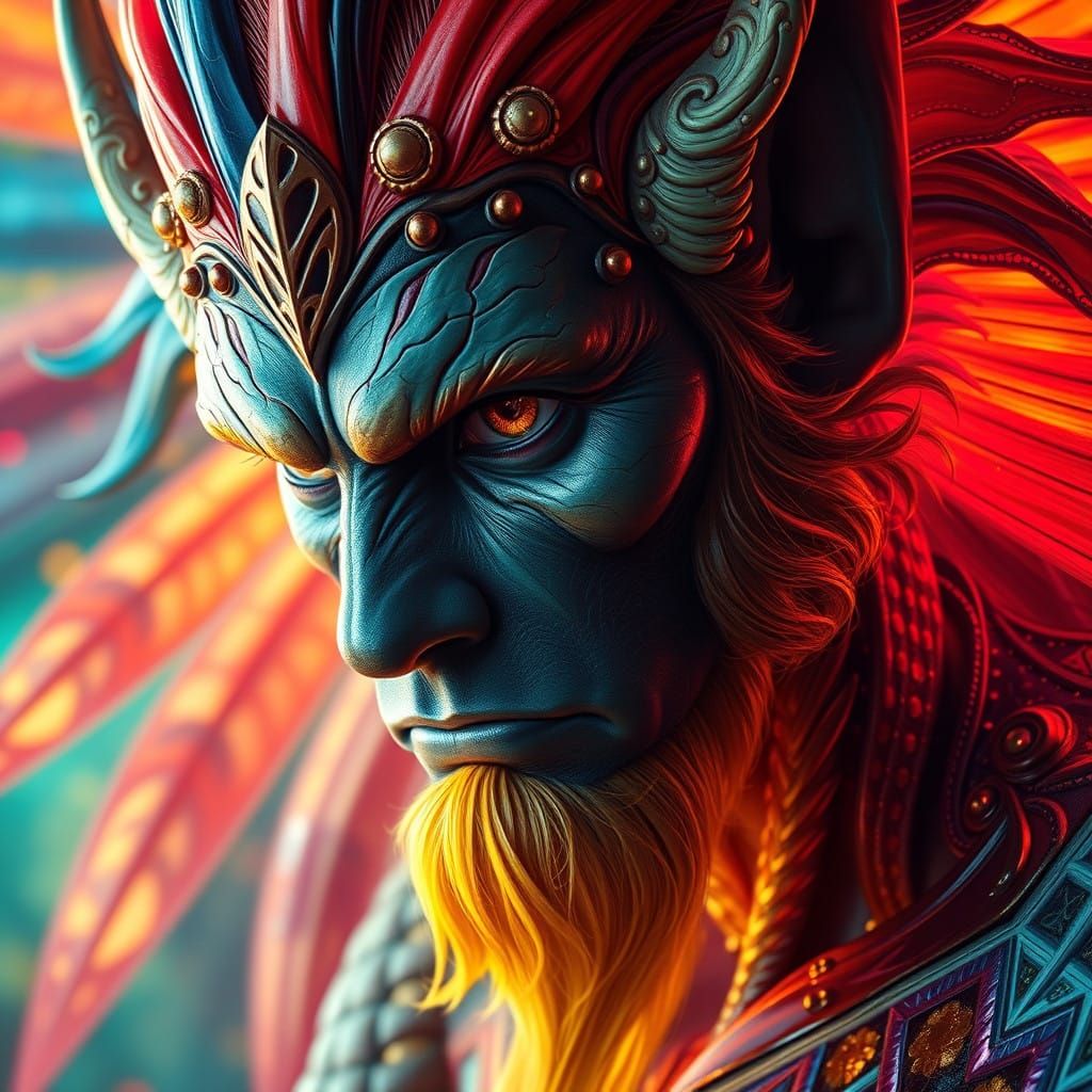 Majestic Being Radiates Mystique in Vibrant Art Nouveau-Insp...