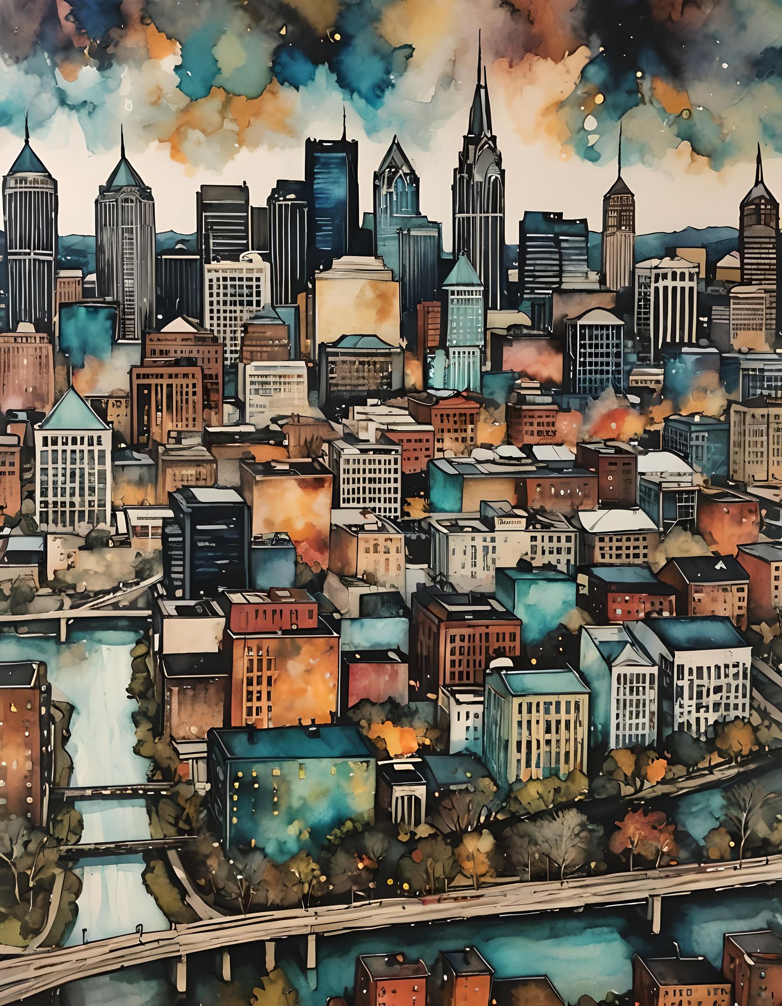 NASHVILLE TENNESSEE SKYLINE ART 4