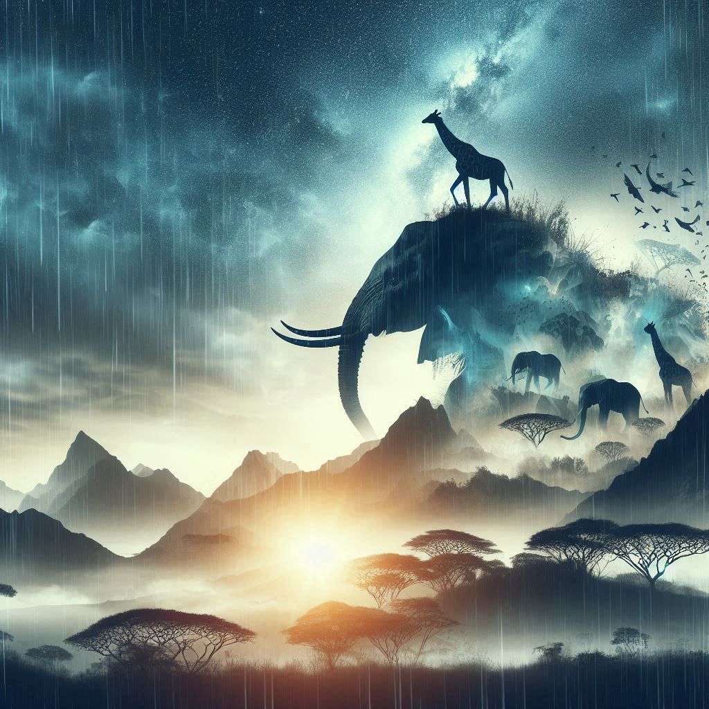 double exposure beautiful fantasy DALL-E 3 portrait landscap...