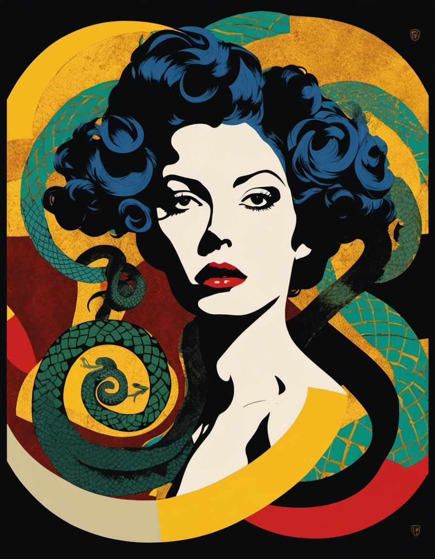 Medusa swirling swirly snake hair Woman snake hair altarpiece by Egon ...