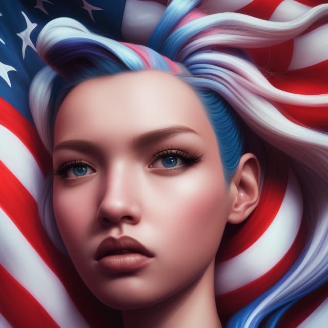 Abstract portrait usa flag