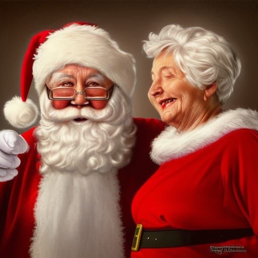 Festive Santa and Mrs. Claus Portrait in Hyperrealism