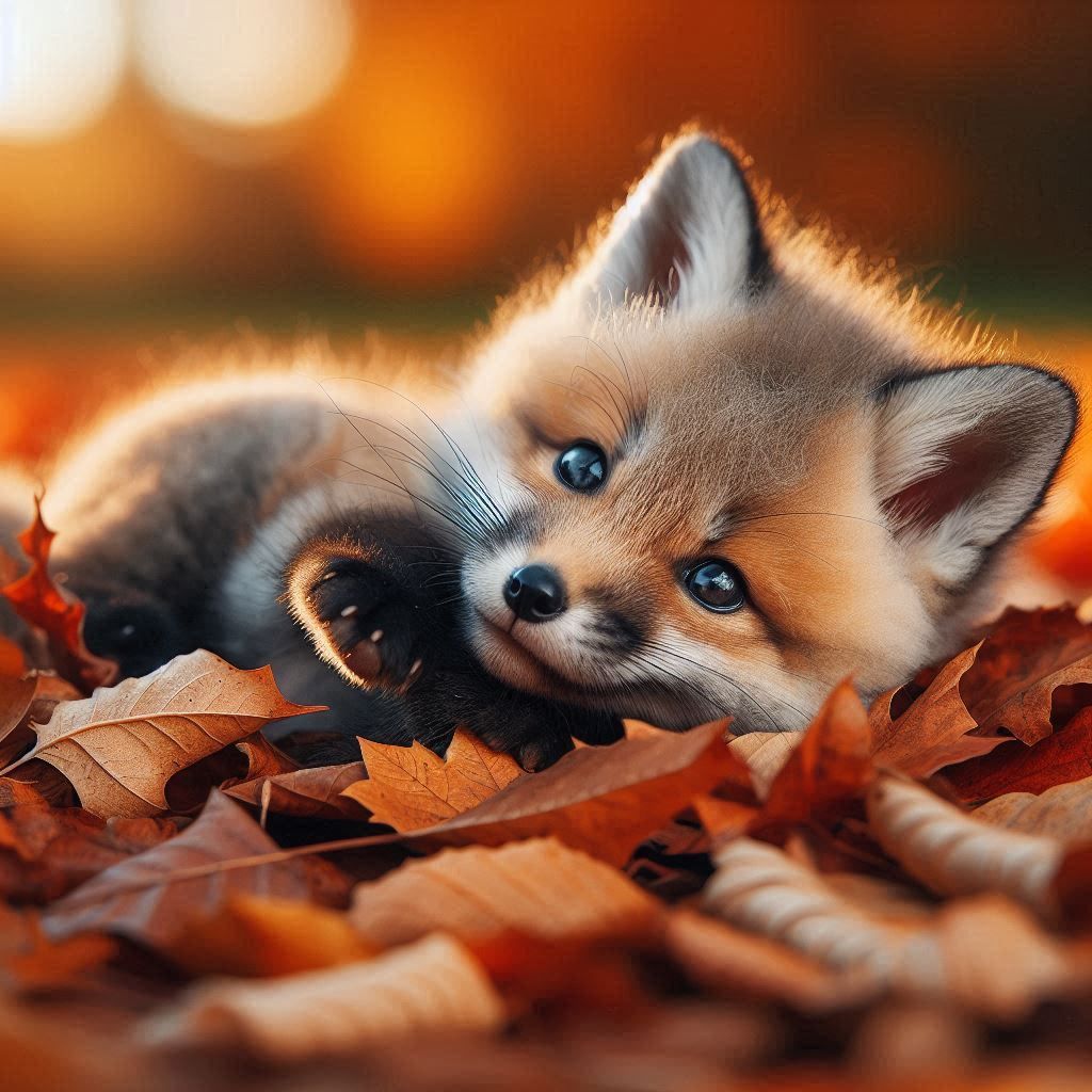 Cute baby fox