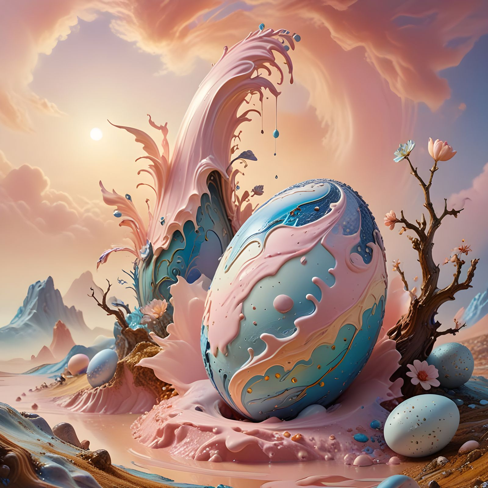 Giant Easter Apple in Vibrant Pastel Colors