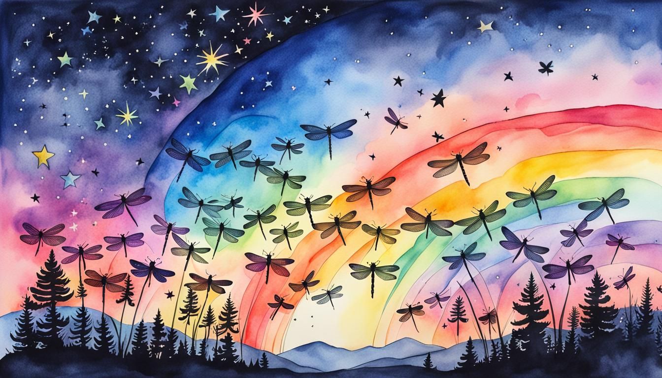 Dragonflies at dusk