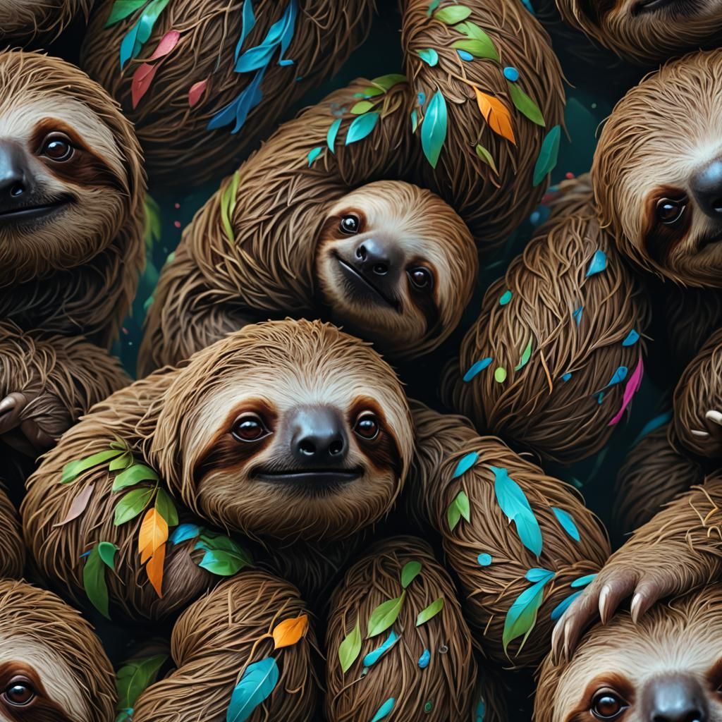 Closeup portrait sloth baby