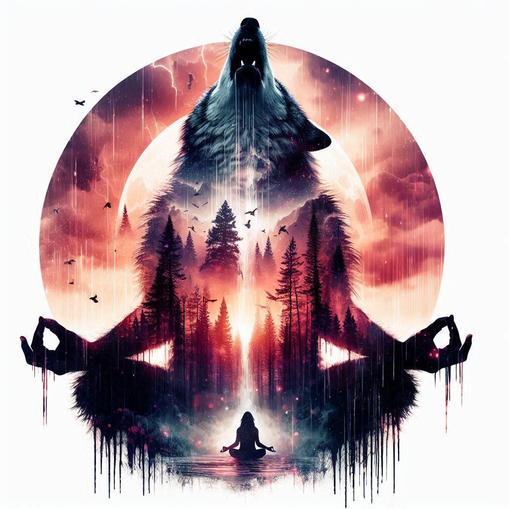 double exposure beautiful fantasy DALL-E 3 portrait landscape..