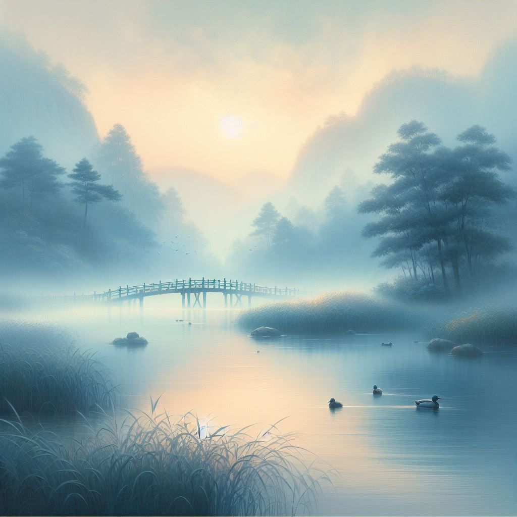 Dark & Moody Watercolor Art: Misty landscape