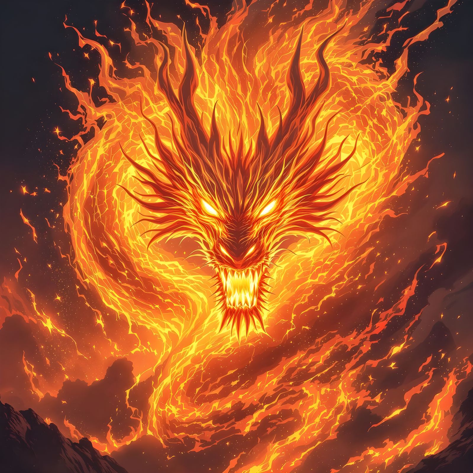 Tendrils of Fire Dragon  by @DragonIdk