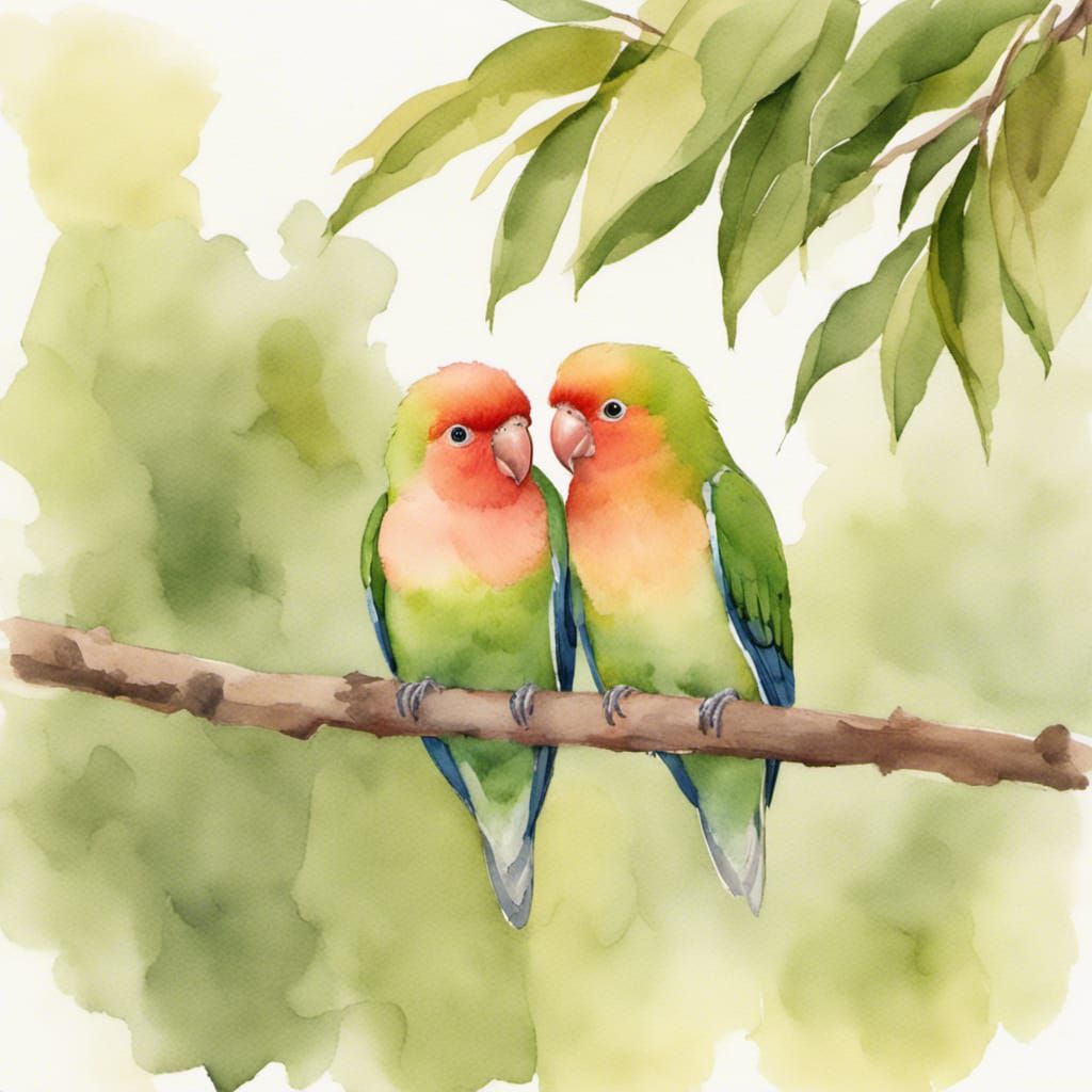 A pair of peach-faced lovebirds - AI Generated Artwork - NightCafe Creator