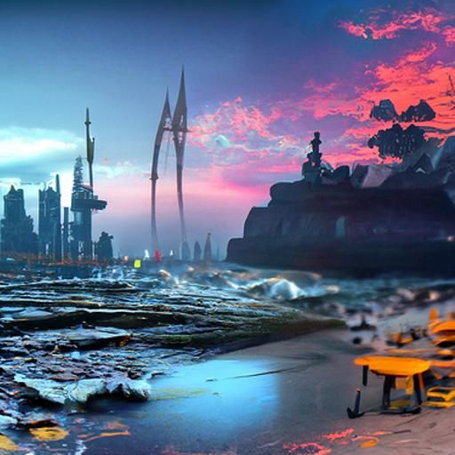 alien beach at twilight #3