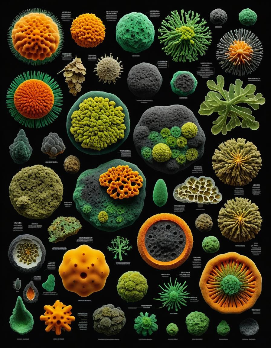 Scientific illustration-collage of molds