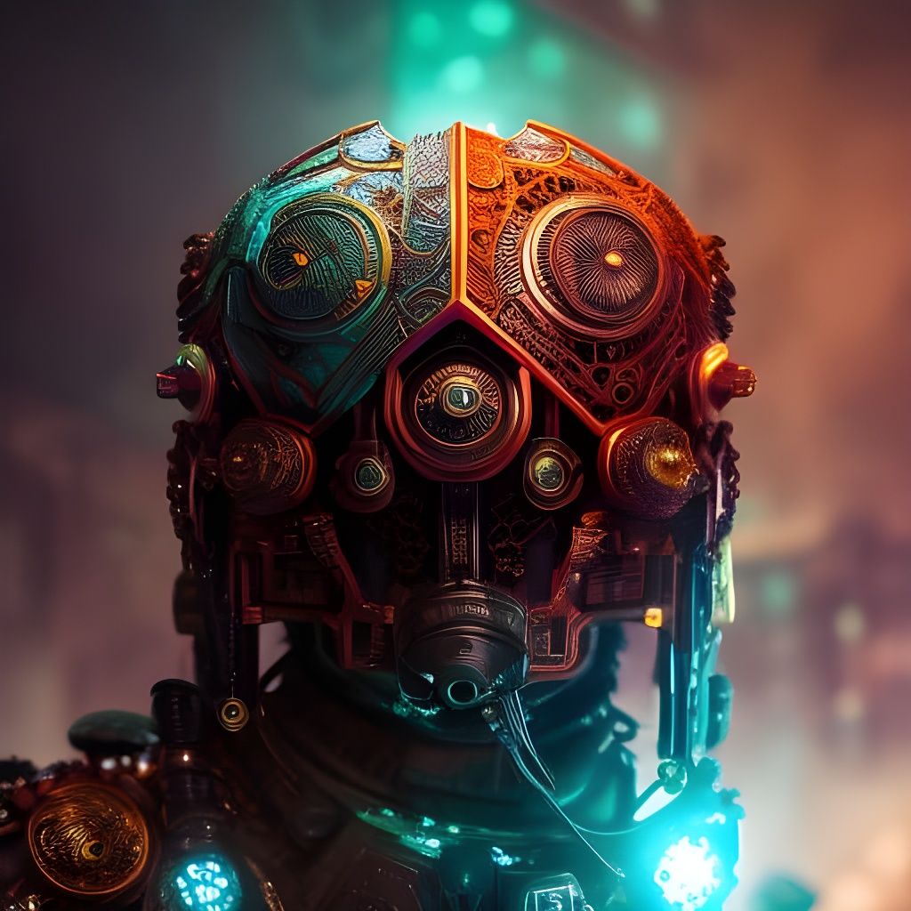 Cyberpunk Monster Portrait with Steampunk Armour