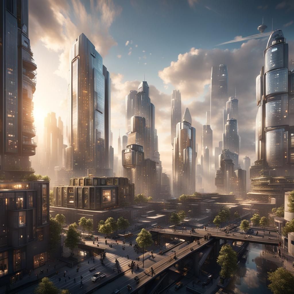 Futuristic cityscape - AI Generated Artwork - NightCafe Creator