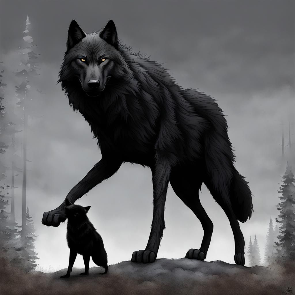 8 feet tall, Big Black Wolf - AI Generated Artwork - NightCafe Creator