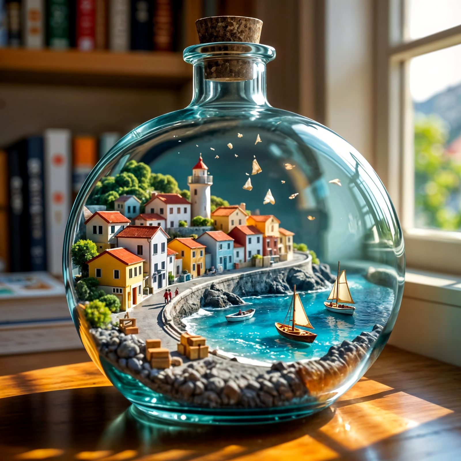 Mini coastal city in a bottle  by @Berserk89