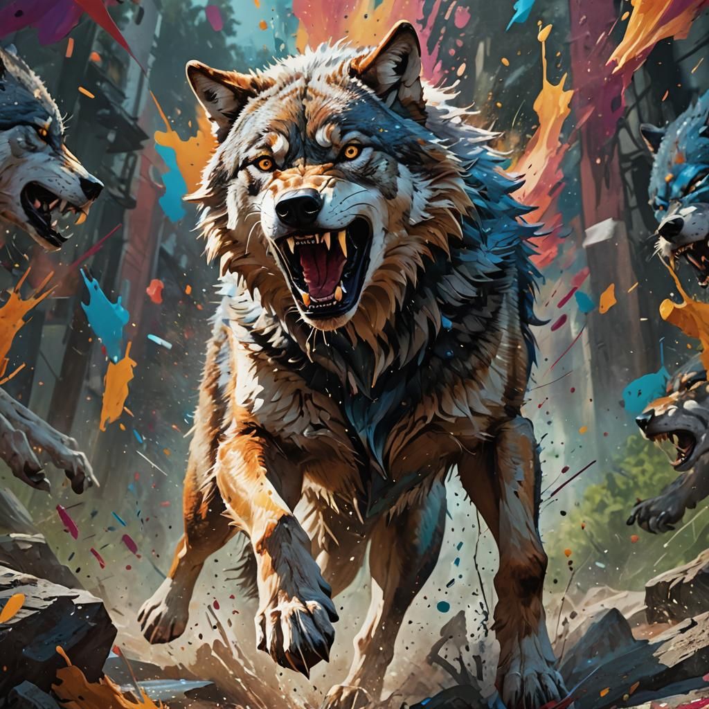 wolf attacking
