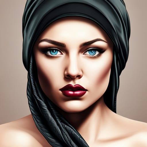 Thug girl with beautiful delicate face and big blue eyes. Sh...