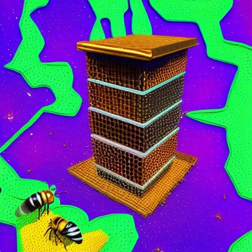 Honey and bee filled Bee hive