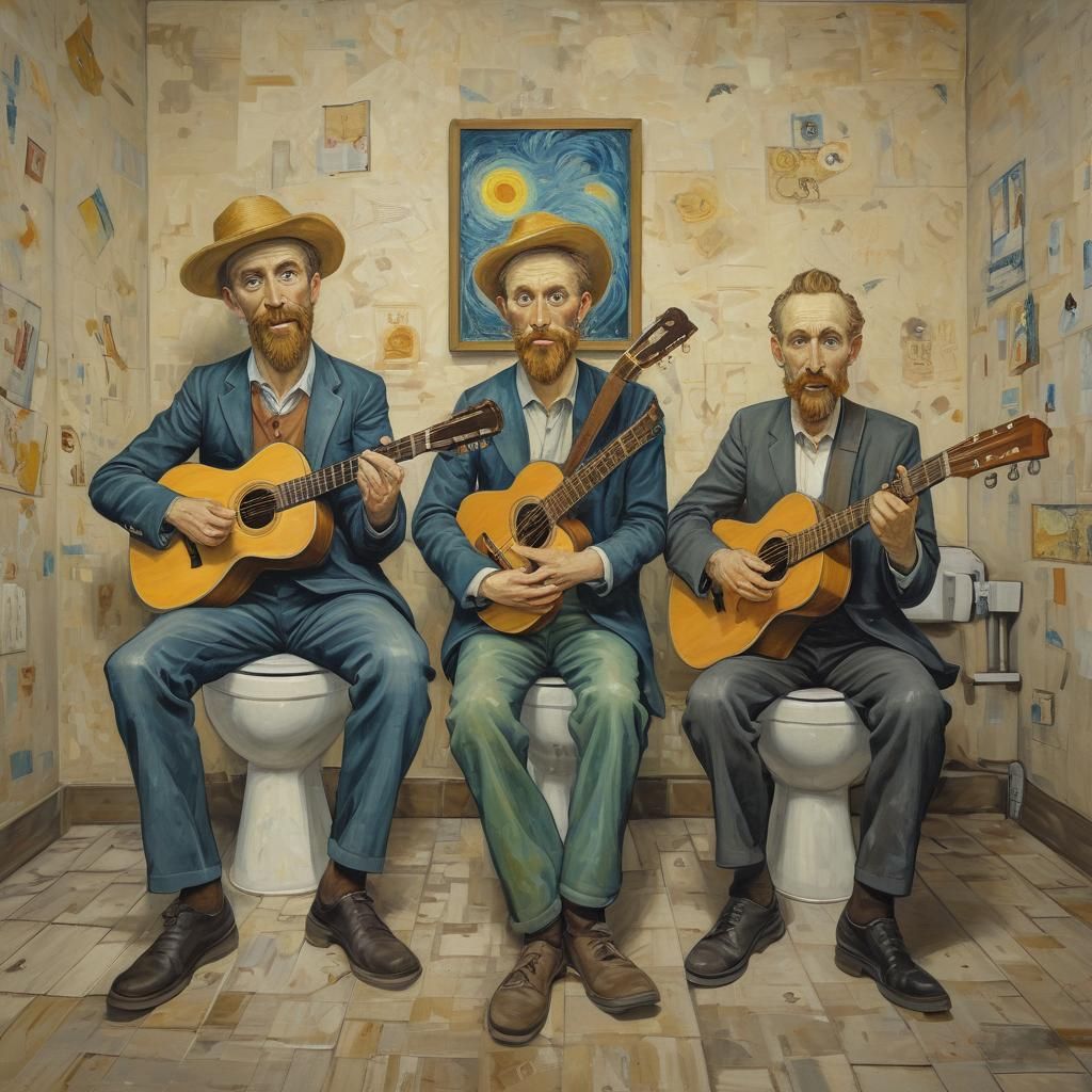 A captivating, Vincent van Gogh-inspired street art painting...