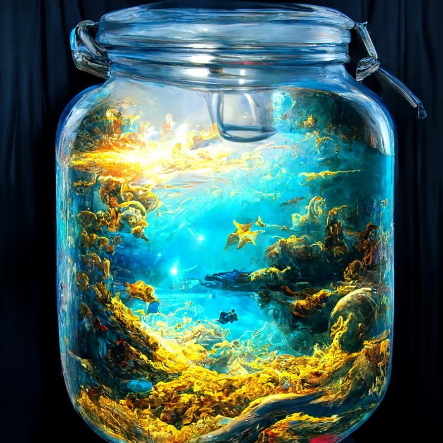 ocean life preserved in a jar