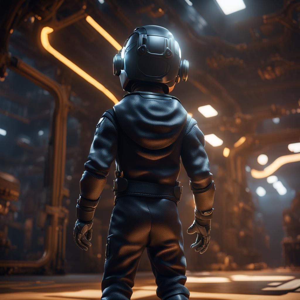 Kid in catsuit of behind