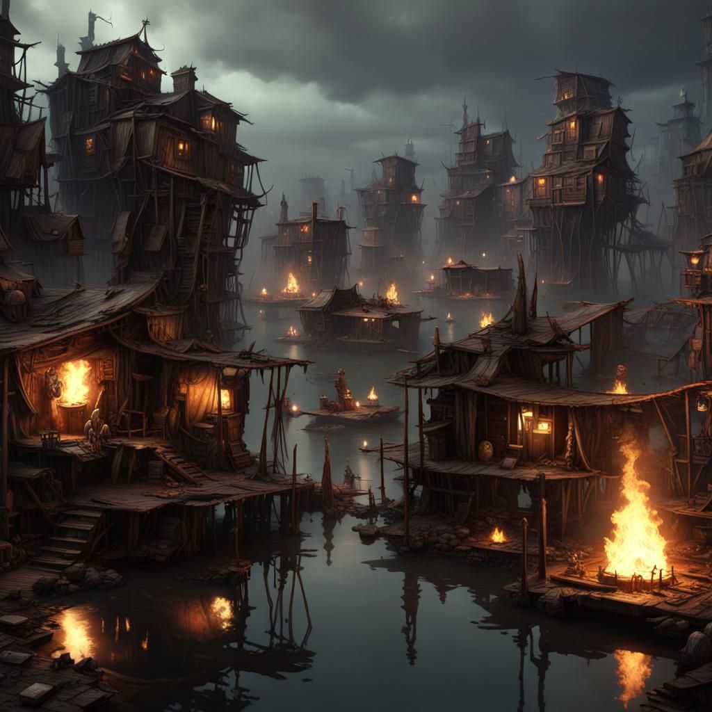 Tar Lake Slums   AI Generated Artwork   NightCafe Creator