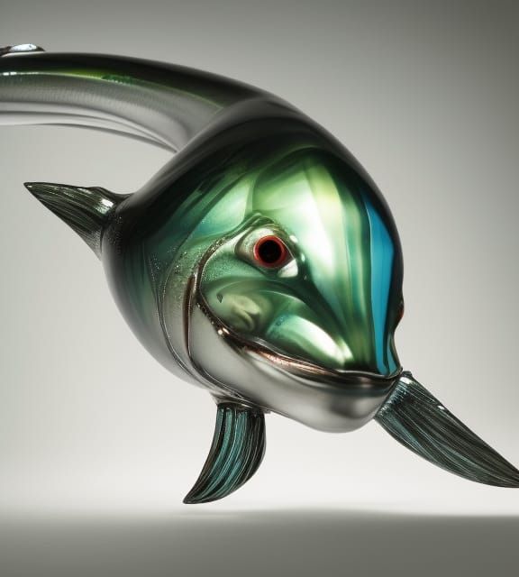Crystalline Alien Trout: Hyperrealistic Venetian Glasswork