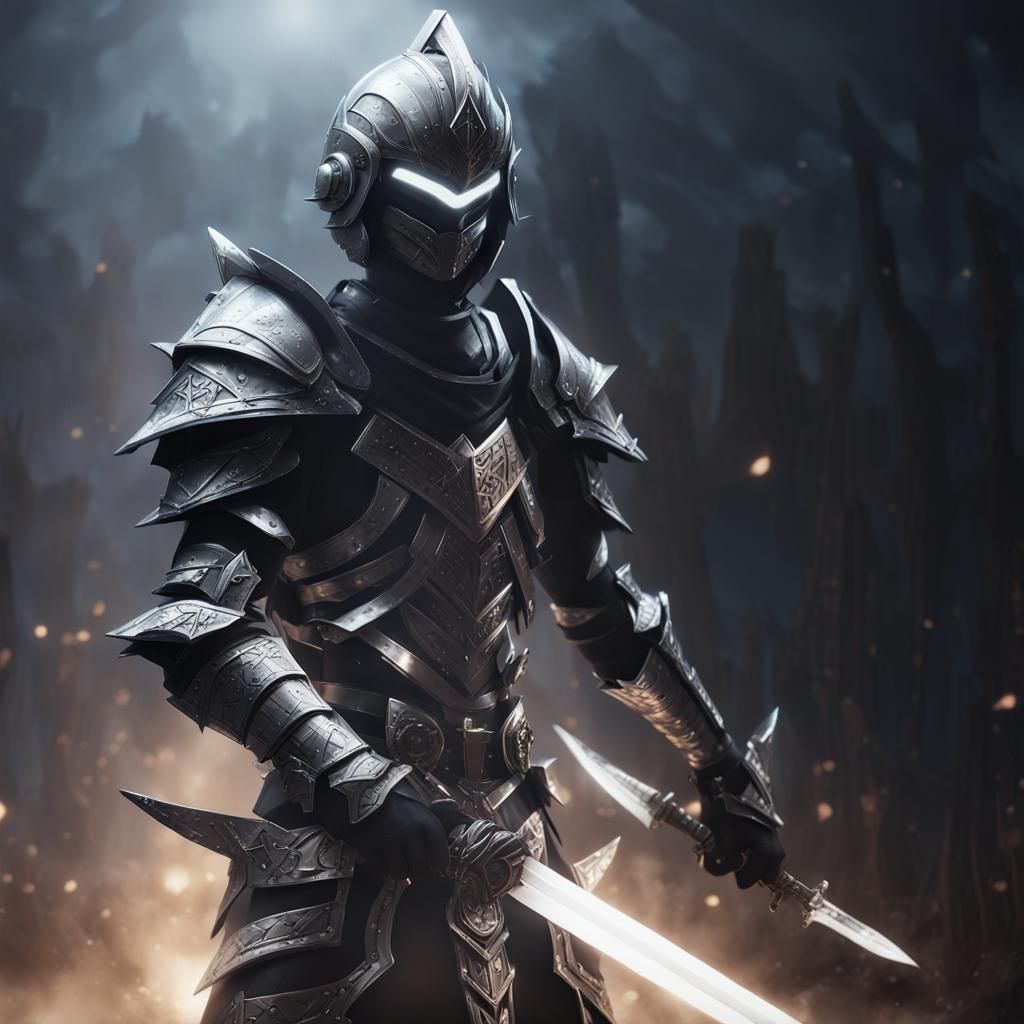 Anime Armored Boy with Glowing Sword