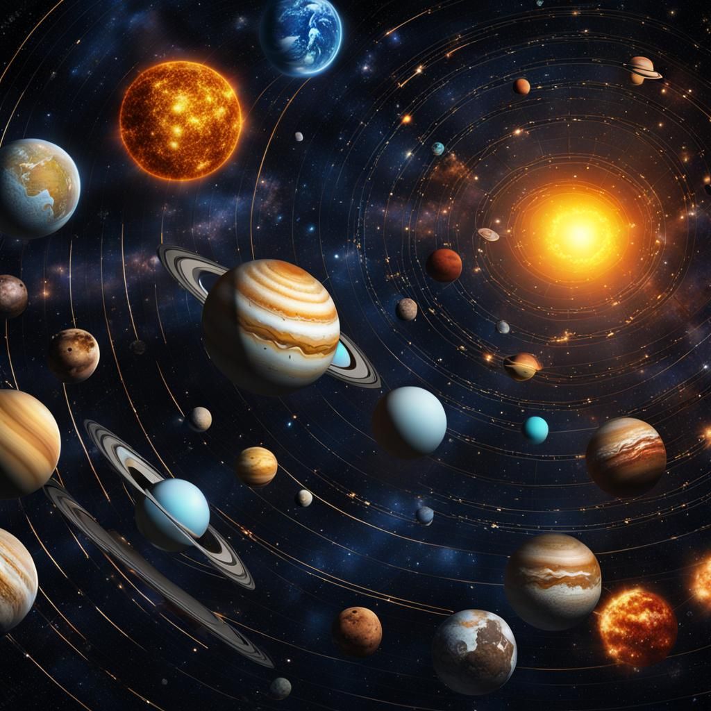 image of the solar system with all the planets in mosaic for...