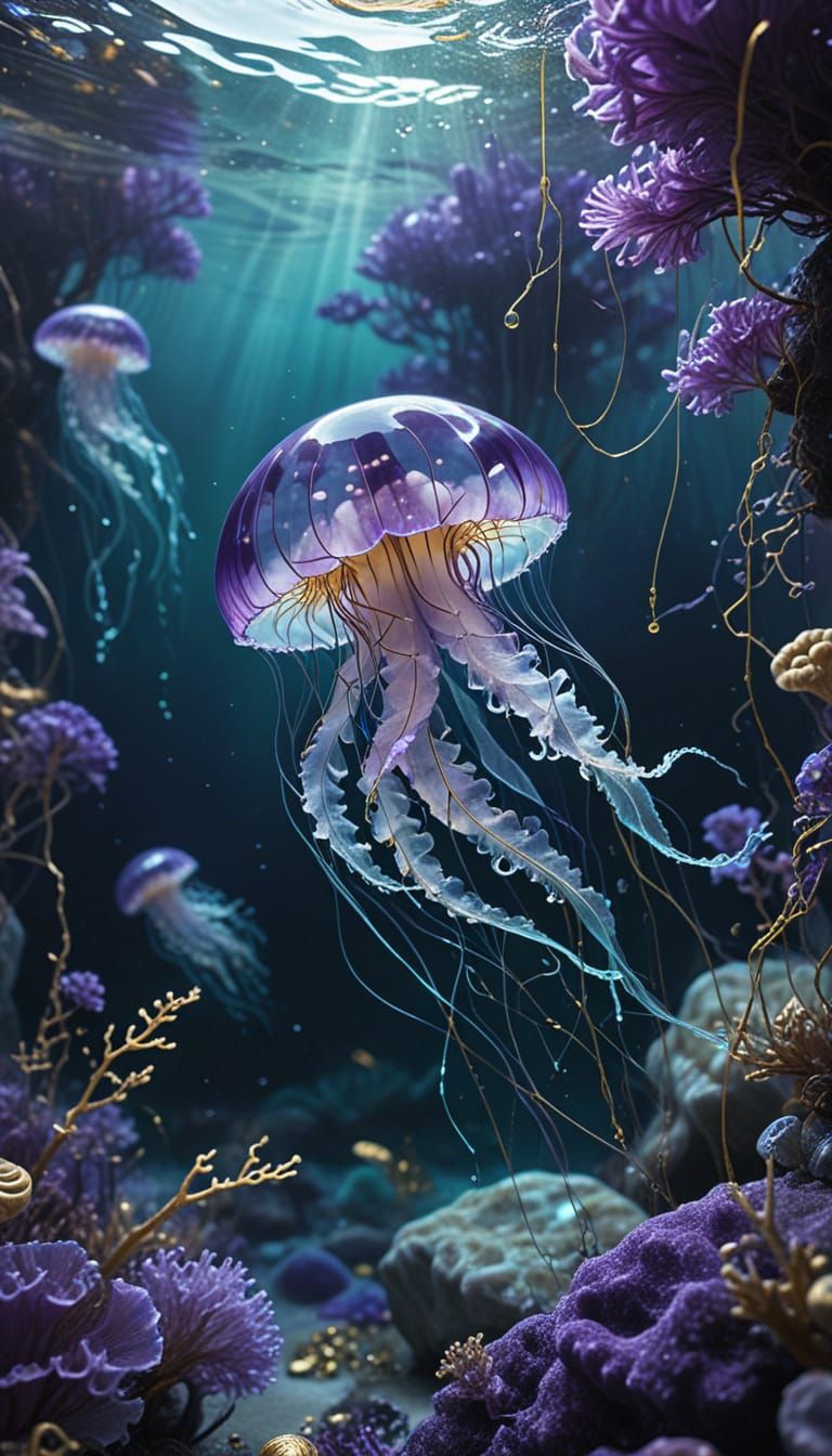 Amethyst jellyfish   by @Gonnutzie